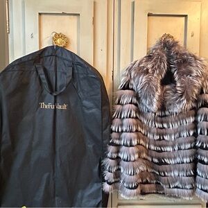 Fur Cape with Striped Pattern